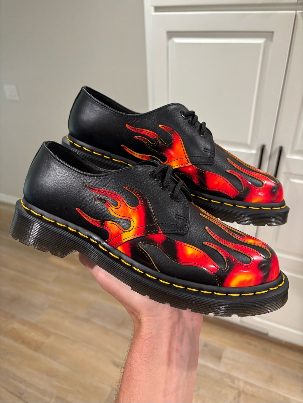 Dr. Martens 1461 Flame Black Leather Women’s Size 6 & 7 Low-Top Oxford Shoes Y2K
